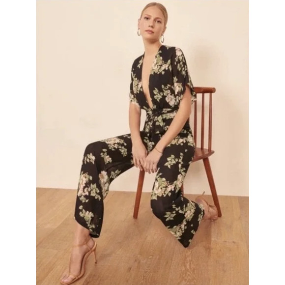 Reformation Lemongrass Jumpsuit Arielle Floral Print Size Small - Picture 2 of 9